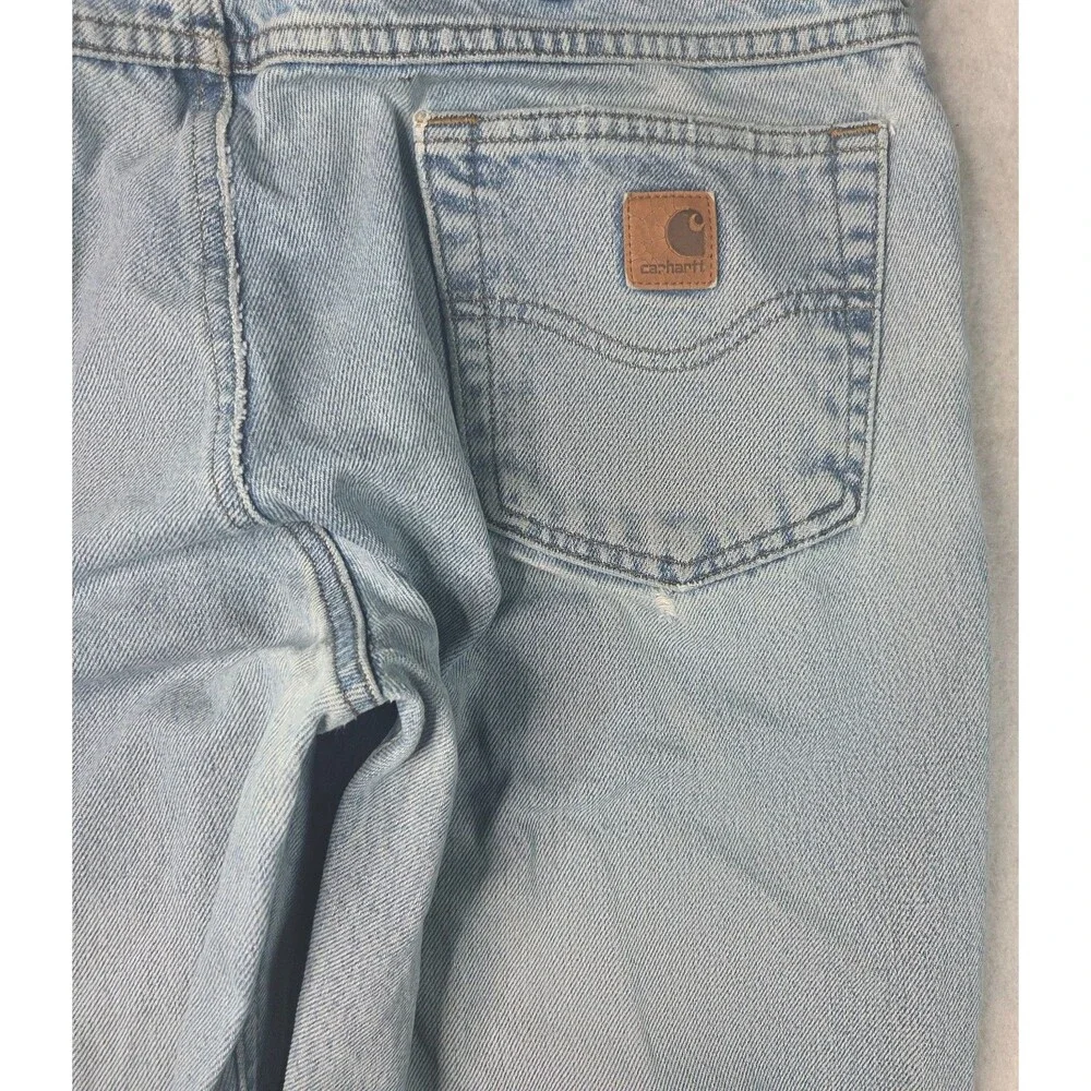 Vintage Carhartt Jeans Mens 36x28 Light Wash Distressed Workwear Denim 90s